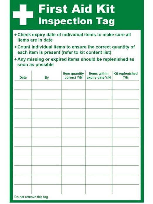 First Aid Kit Inspection Tag