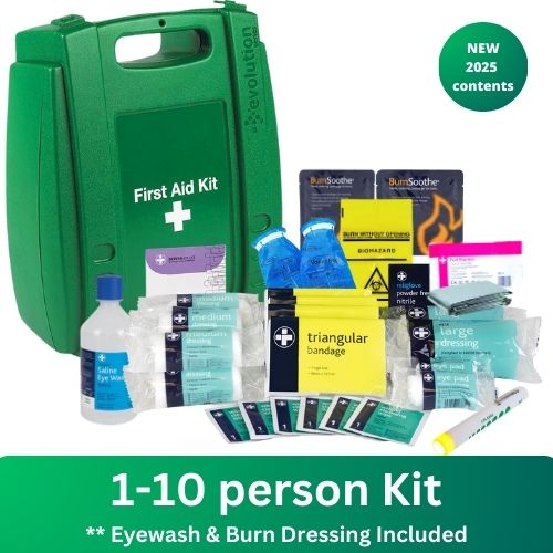 1-10 Person First Aid Kit - with Burns & Eyewash