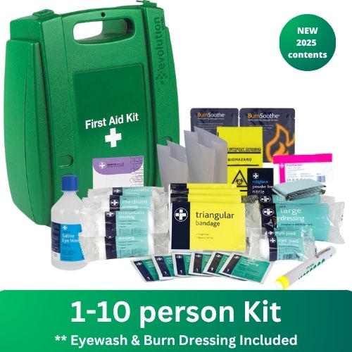 1-10 Person First Aid Kit - with Burns & Eyewash