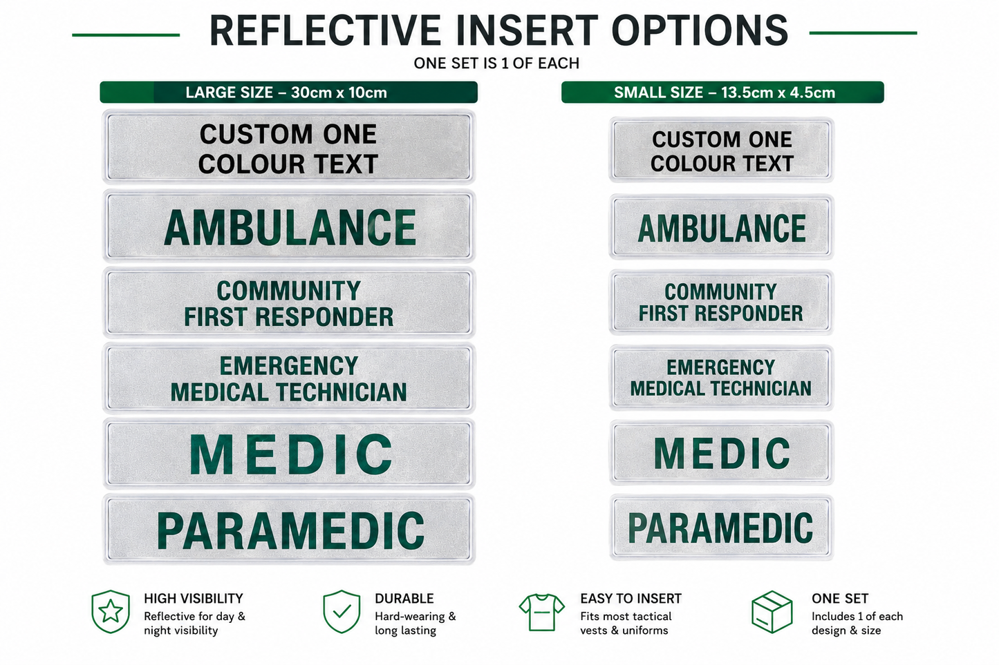 Reflective Insert ( set of Large & Small )