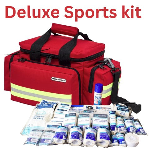 Deluxe Sports First Aid Kit in Red bag