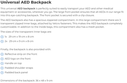 Universal Green AED Backpack Defisign
